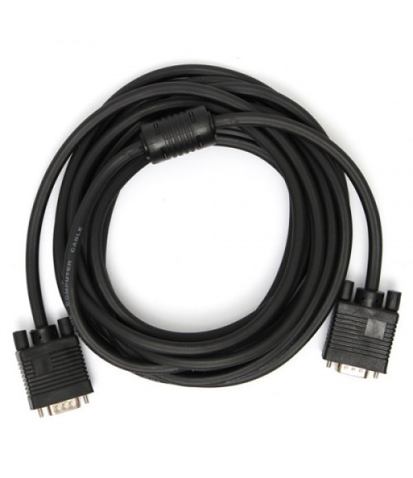 16.4FT/5M 15Pin VHD VGA SVGA Male to Male Cable Black Cord For PC TV Monitor