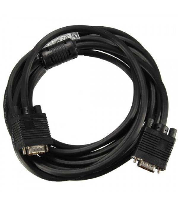 16.4FT/5M 15Pin VHD VGA SVGA Male to Male Cable Black Cord For PC TV Monitor