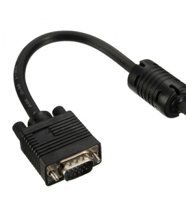 16.4FT/5M 15Pin VHD VGA SVGA Male to Male Cable Black Cord For PC TV Monitor