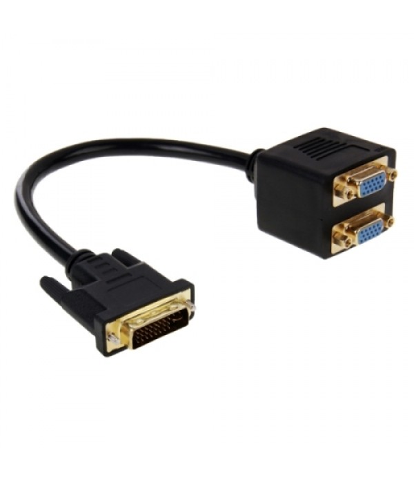 DVI 24+5 Pin Male to 2 VGA Female Splitter Cable (...