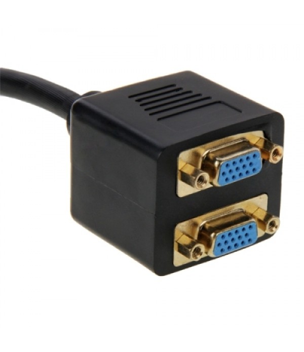 DVI 24+5 Pin Male to 2 VGA Female Splitter Cable (Black)