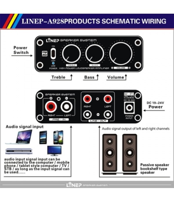 A928 Treble-bass 136W High-power Amplifier (Black)