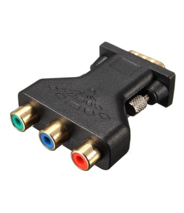 3 RCA RGB Video Female To HD15-Pin VGA Component V...