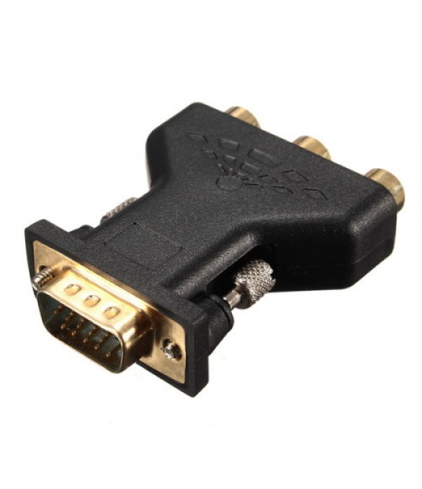 3 RCA RGB Video Female To HD15-Pin VGA Component Video Jack Adapter