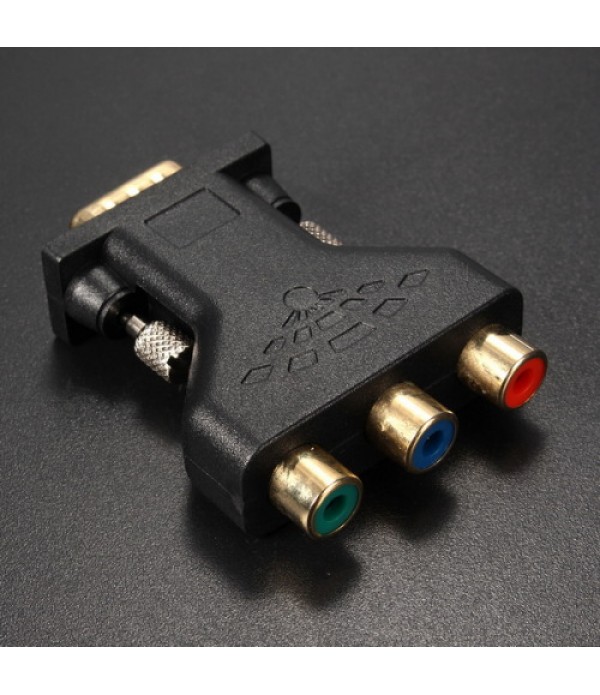 3 RCA RGB Video Female To HD15-Pin VGA Component Video Jack Adapter