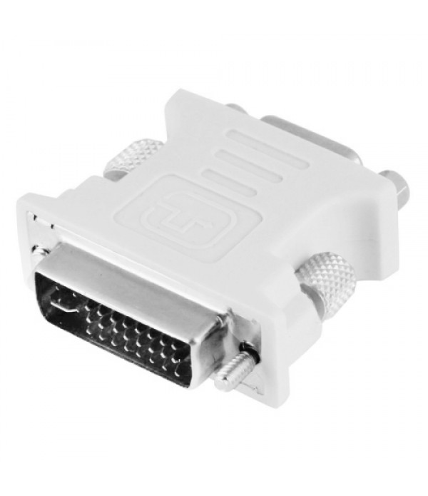 DVI-I Male Dual-Link 24 + 5 to 15 Pin VGA Female Video Monitor Adapter Converter (White)