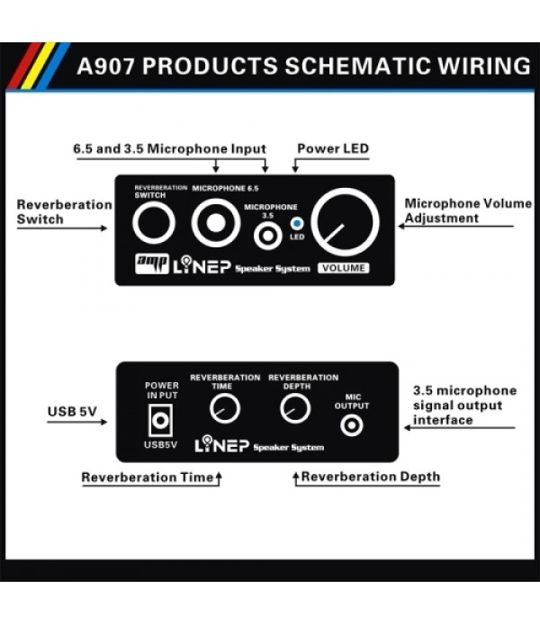 A907 Professional Two-channel Microphone Amplifier Dual Microphone Reverb