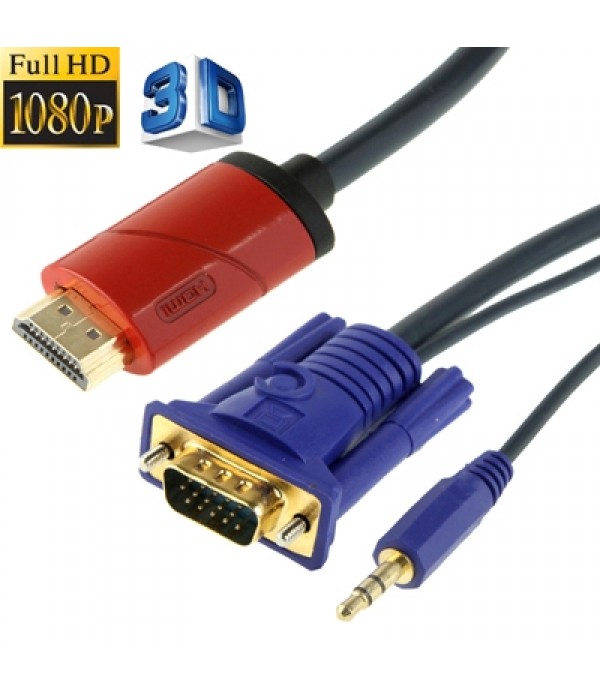 Full HD 1080P Conversion Cable HDMI to VGA and Audio Converter