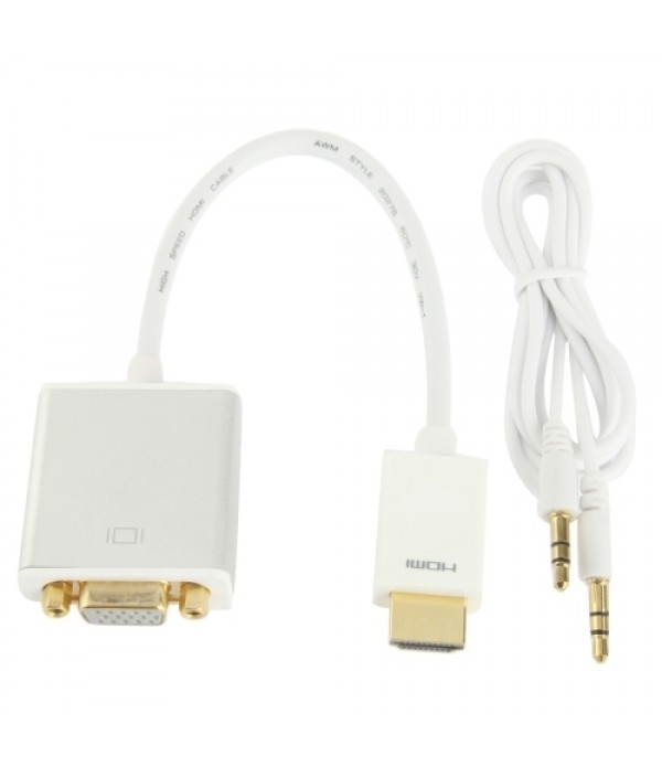 Full HD 1080P 19 Pin HDMI Male to VGA Female Video Adapter Cable with Audio Cable