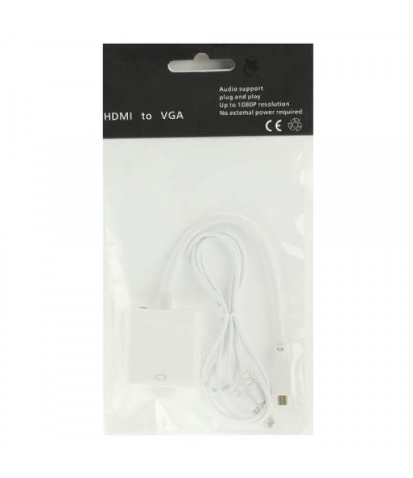 Full HD 1080P Micro HDMI Male to VGA Female Video Adapter Cable with Audio Cable (White)