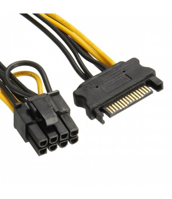 SATA 15 Pins to 8-pin PCI-E Socket Power Adapter Cable Lead