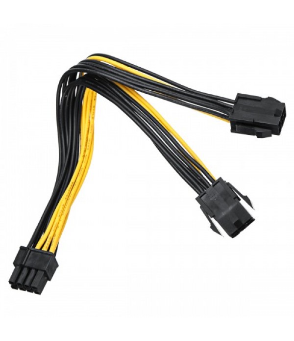 18 AWG Dual 6 Pin Female to 8 Pin Male Power Cable Wire For Graphics Cards