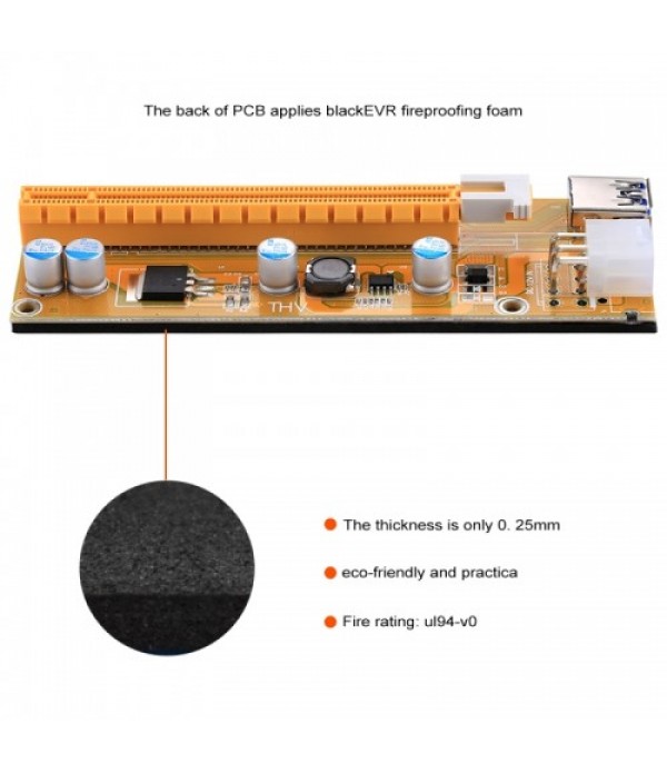 VER006C USB 3.0 PCI-E Express 1x Extender Riser Card Adapter 6 Pin Power Cable Compatible with 1x, 4x, 8x, 16x PCI-E Slot of the Motherboard with 60cm Cable (Yellow)
