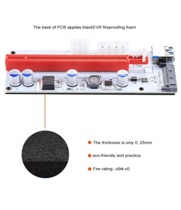 PCE164P-N06 VER008S USB 3.0 PCI-E Express 1x to 16x PCI-E Extender Riser Card Adapter 15 Pin SATA Power with 60cm USB Cable (Red)