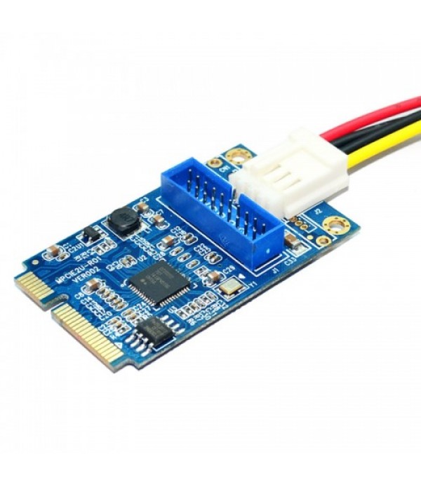 MINI PCI-E to USB 3.0 Front 19 Pin Desktop PC Expansion Card with 4 Pin Power Connection Port (Blue)