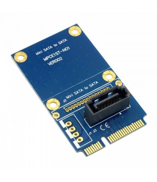 MINI SATA to 7 Pin SATA Mini PCI-E HDD Hard Disk Drive Expansion Adapter Card (Blue)