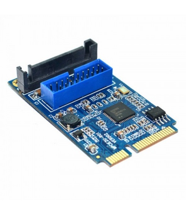 MINI PCI-E to USB 3.0 Front 19 Pin Desktop PC Expansion Card (Blue)