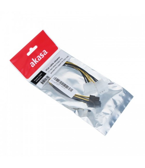 Akasa AK-CB4-6 4pin Molex to 6pin PCIe Adapter Provides PSU Support for PCIe VGA Cards