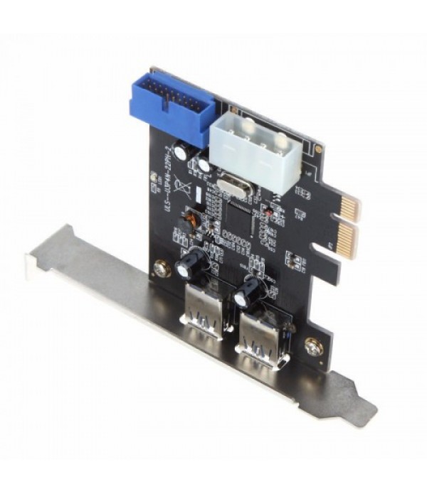 USB3.0 2-Port SATA 5Gbps 19-Pin Internal PCIe Express Controller Card With Bracket