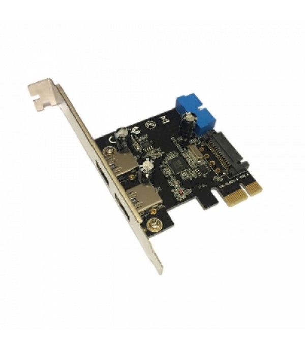 2-Port USB 3.0 + 1 SATA 3.0 Power Port SuperSpeed PCI-E Controller Card Black