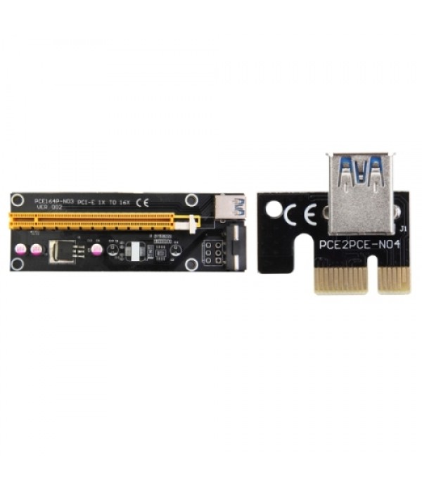 PCI-E Express 1X to 16X Riser Card Adapter + USB 3...