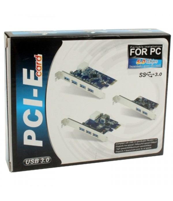 USB 3.0 4 ports PCI-E Express Controller Card 5Gbps