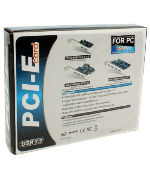 USB 3.0 4 ports PCI-E Express Controller Card 5Gbps